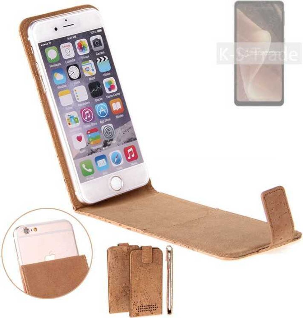 K-S-Trade Handyhülle kompatibel mit Sharp Aquos Sense7 Plus Kork Hülle Flipstyle Case Schutzhülle Kork Case Hülle Flip cover Klapphülle Klapp,