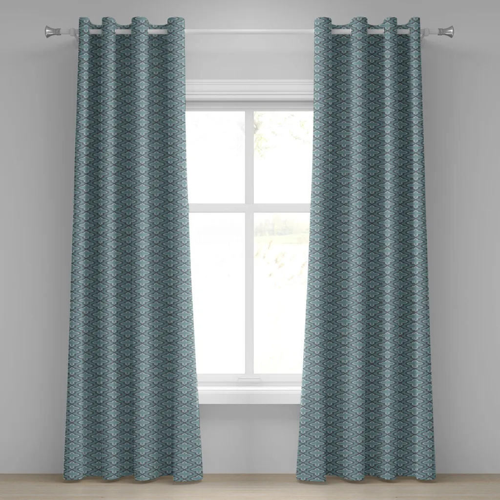 ABAKUHAUS Rideau à Œillets Turquoise Style Marocain Ethnique 280x175 cm