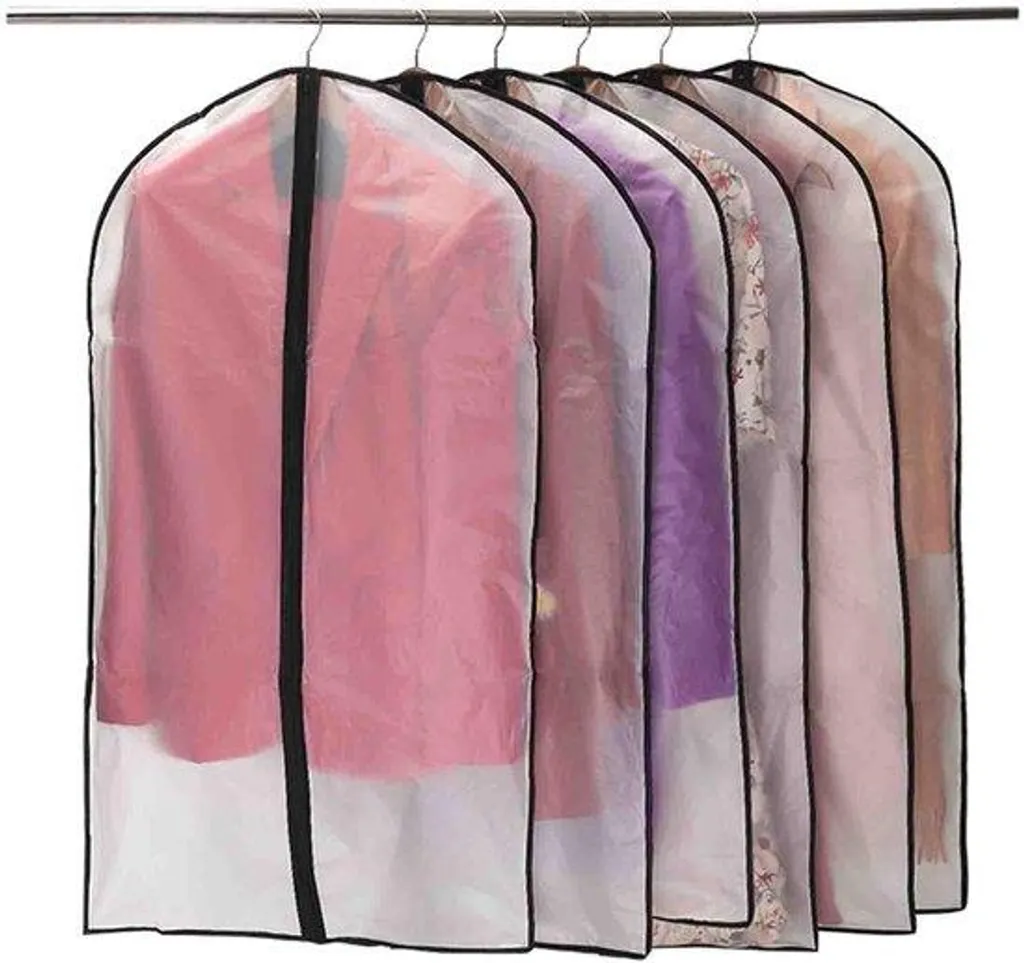 Lot de 6 housses à vêtements transparentes 60 x 100 cm anti-mites