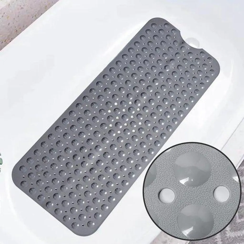 Tapis Antidérapant de Bain 200 Ventouses Gris 100x40 cm Lavable PVC