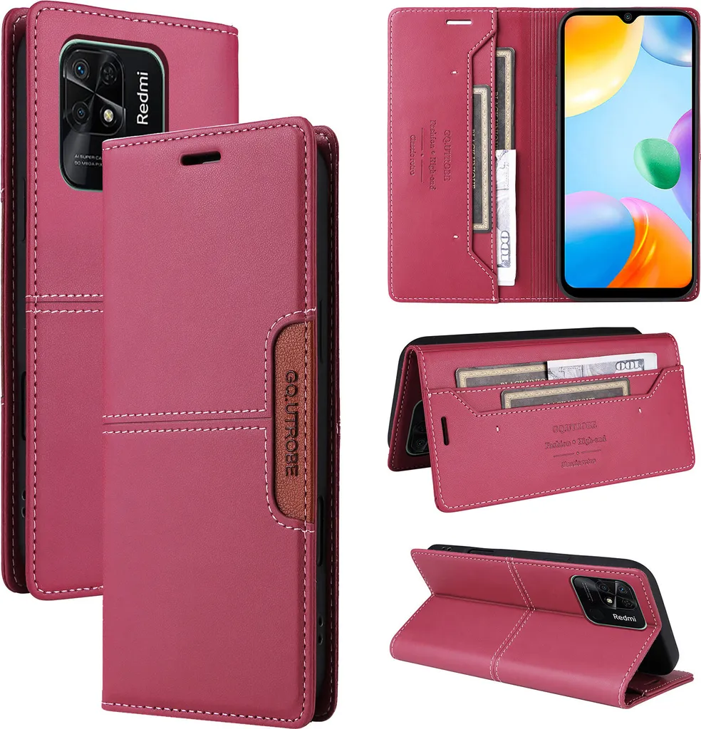 Cover Flip Xiaomi Redmi 10C Rossa - Protezione Wallet e Stand Video