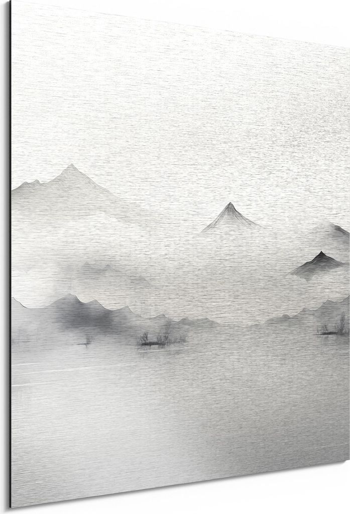 DEQORI Alu-Dibond Bild Silber 50x50 cm 'Zeitloser Horizont' Wandbild Metall dünn Design