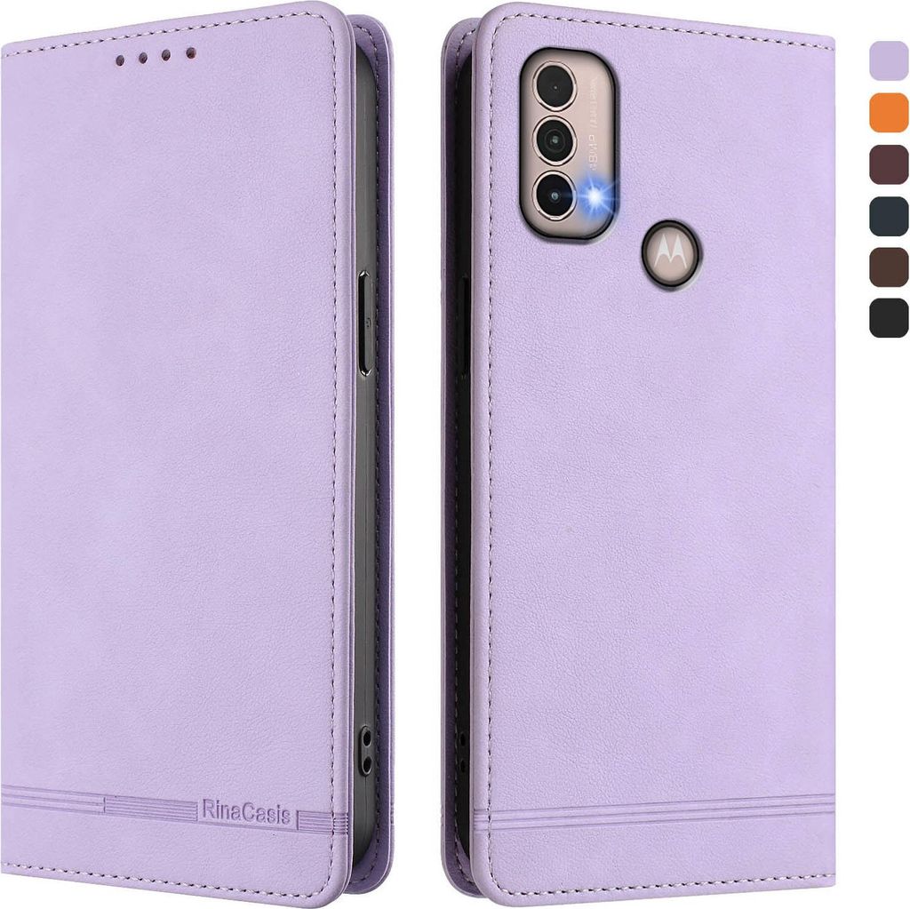 Hülle für Motorola Moto E20 / E30 / E40, Retro Kunstleder Ständer Klapphülle mit Kartenfächer und Magnetische Violett