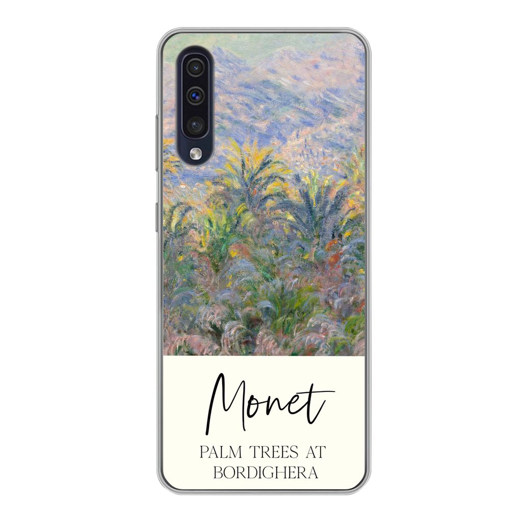 MuchoWow Handyhülle Schutzhülle Hülle für Samsung Galaxy A30s Monet - Kunst - Palmen in Bordighera Silikon Softcase Handy Hülle - Karteninhaber
