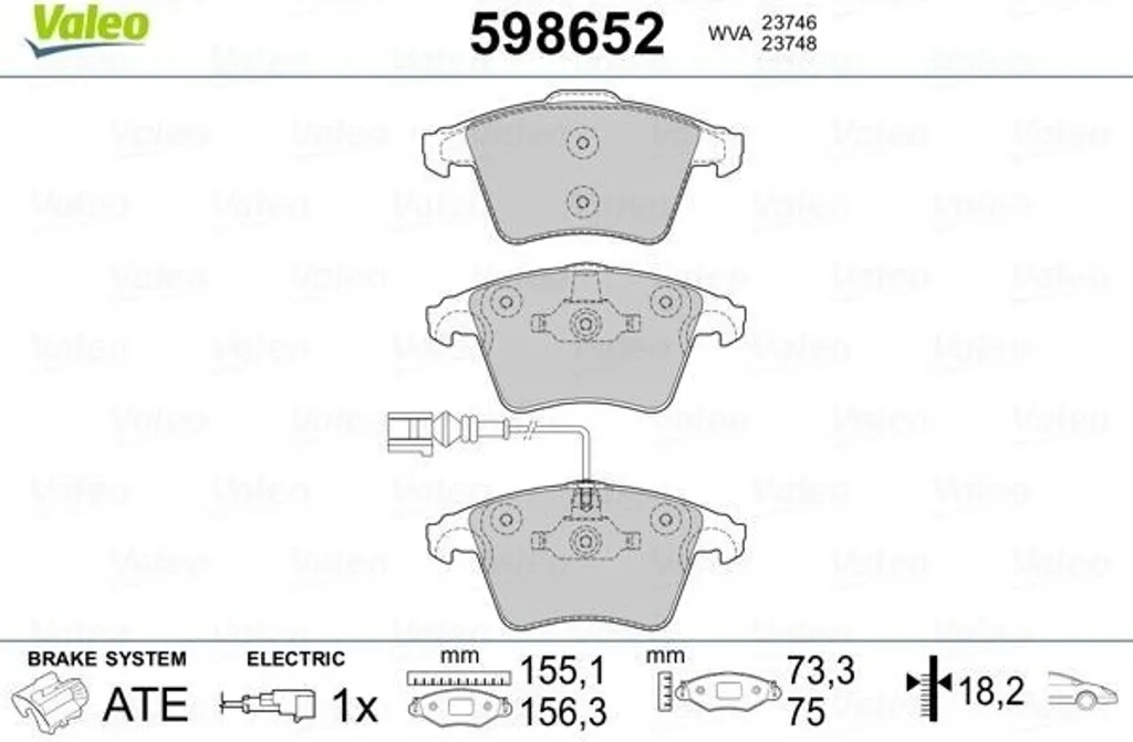 Valeo 598652 Plaquettes de frein avant pour VW Transporter T5 et Touareg