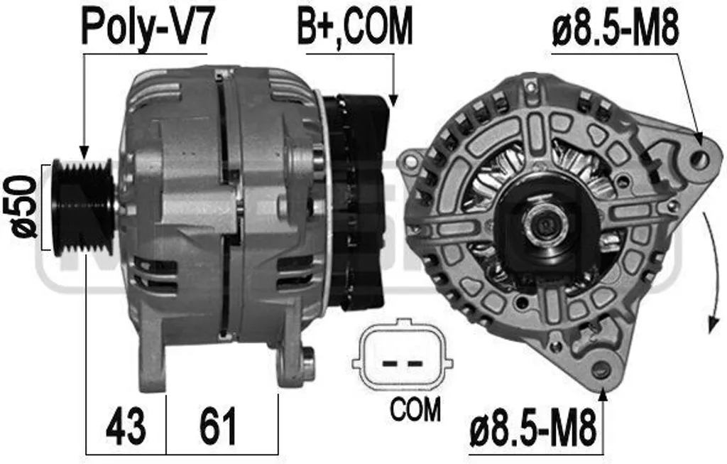 Alternateur ERA 209404A pour Renault Grand Scenic II et Laguna II