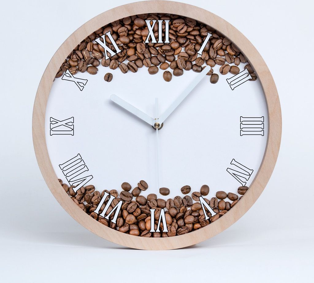 Holzuhr 20fi cm wanduhr - weiße Spitzen - Roman stilvolle Uhr Kaffeebohnen