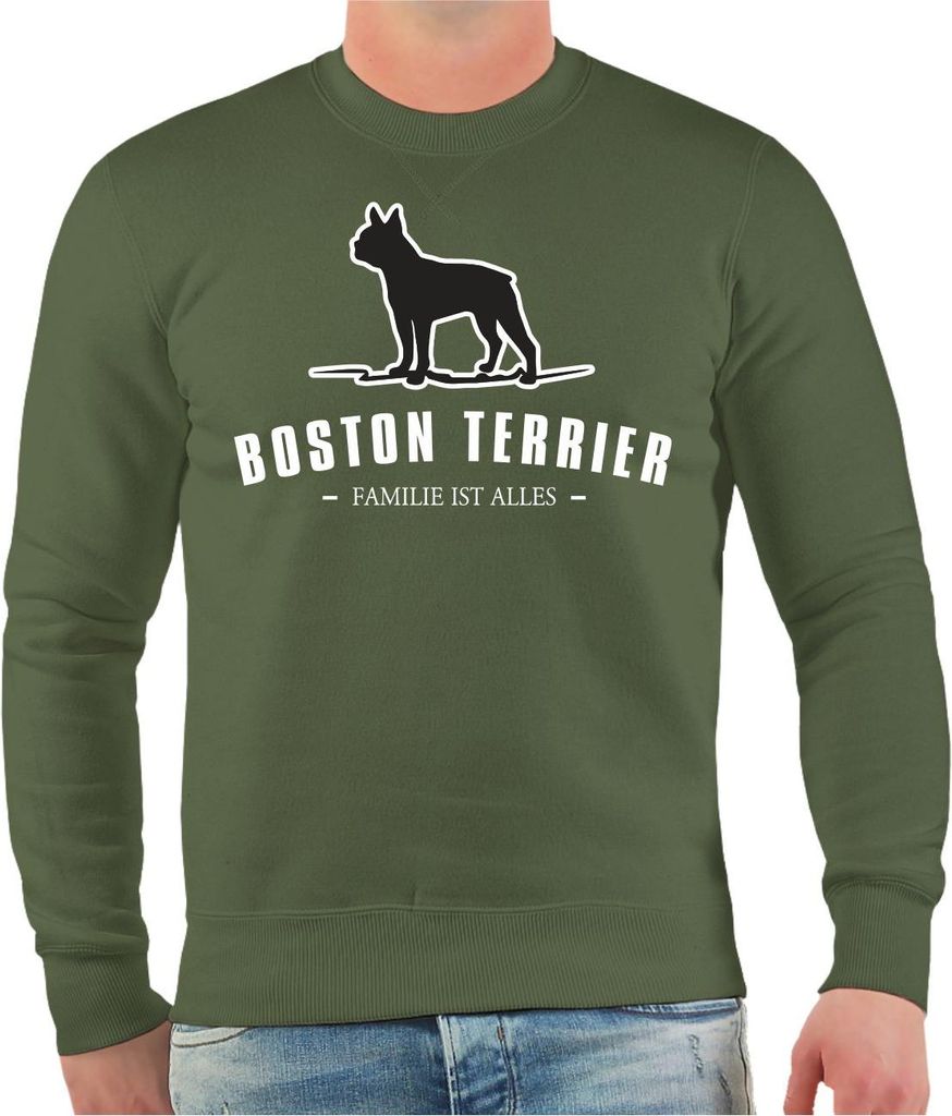 Herren Sweatshirt Boston Terrier Silhouette