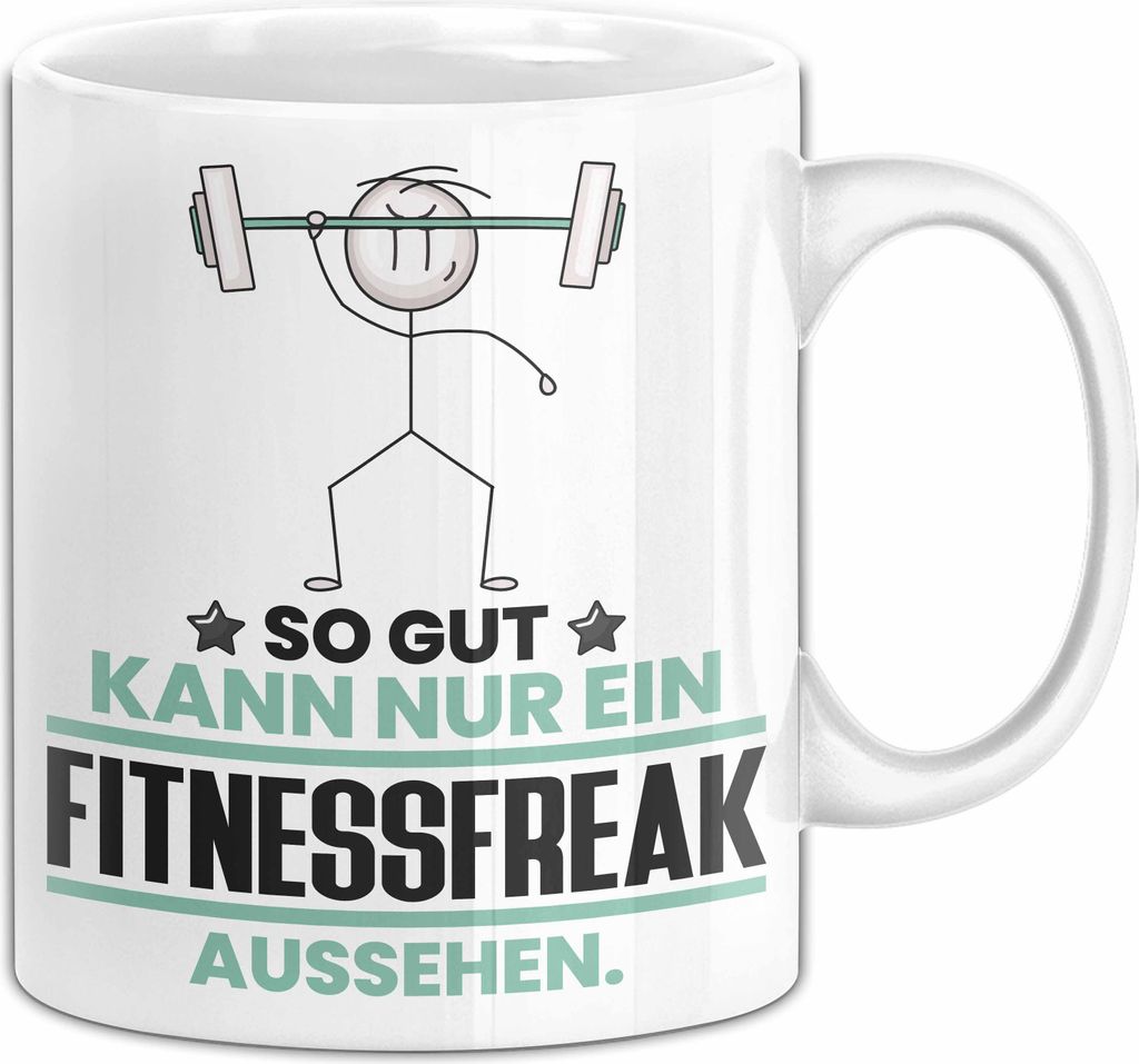 Fitnessfreak Geschenk Tasse So Gut Kann Nur Ein Fitnessfreak Aussehen Geschenkidee Kaffee-Becher (Weiß)