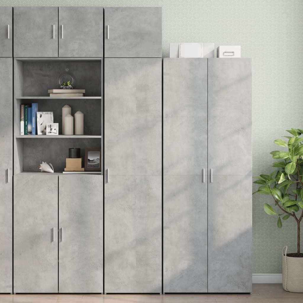 "Rabatt" Mehrzweckschrank/Vitrine/ Hochschrank Schmal Betongrau 45x42,5x225 cm Holzwerkstoff - Kommoden CC11021