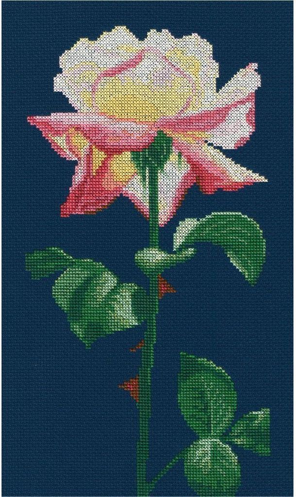 RTO Kreuzstich Set "Rosa Rose" M690, Zählmuster, 15x28,5 cm