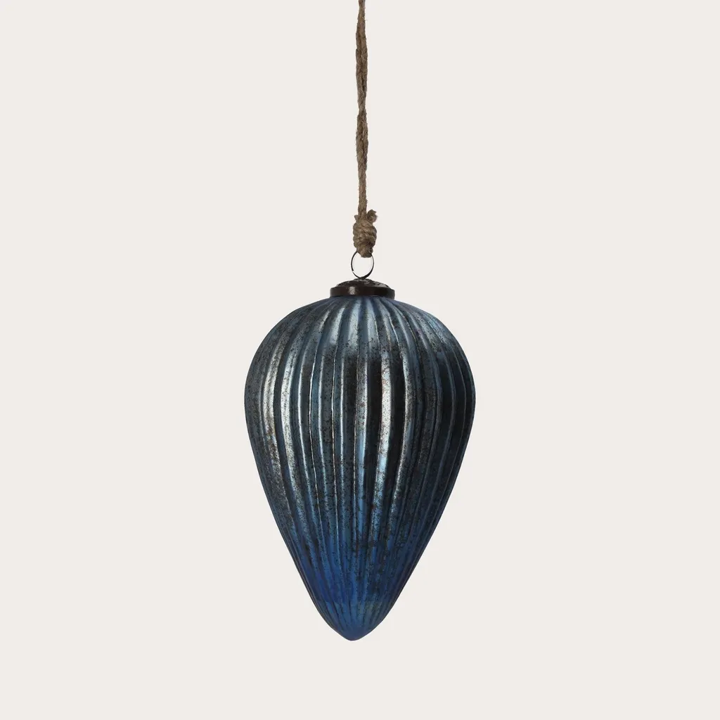KEYHOMESTORE Goutte décorative de Noël en verre soufflé argenté 15cm