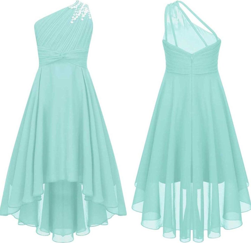 Elegantes Ein-Schulter Hochzeitskleid für Mädchen | Produktbild 3