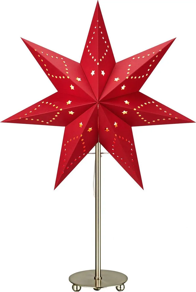 Lampe Étoile Saturnus Rouge 52cm - Décoration de Noël Stable et Fine