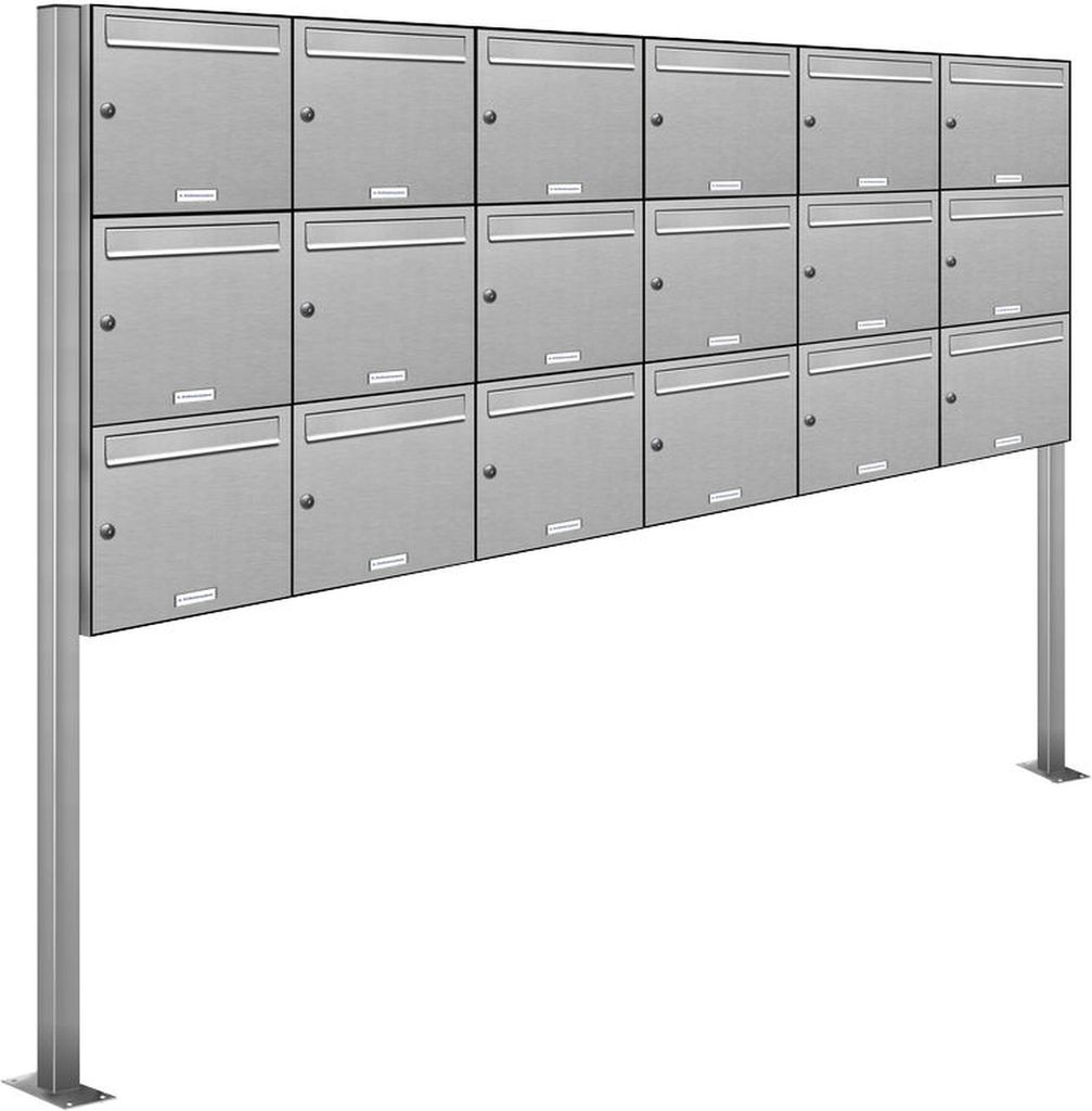 18er V2A Edelstahl Standbriefkasten Anlage Freistehend