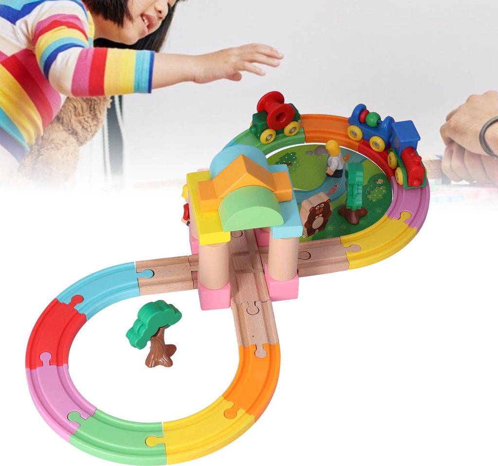 Kinder Holz Zug Set Spielzeug Bausteine Doppel Seite Gleise Kinder Pädagogisches Spielzeug8 Geformt