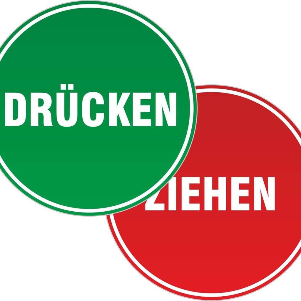 Aufkleber Set ziehen und drücken 6 cm rund wetterfest