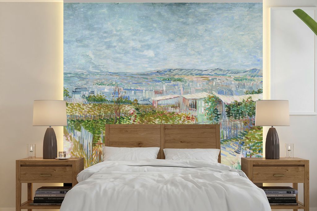 MuchoWow Fototapete für Wohnzimmer oder Schlafzimmer Wandtapete Vinyl Motivtapete Montmartre: hinter der Mühle von Galette - Vincent van Gogh -...