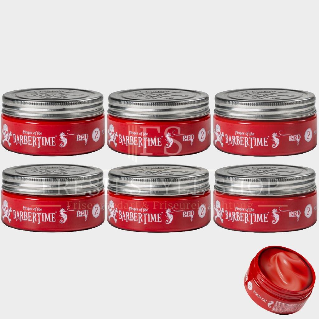 6x BARBERTIME Haarpomade Hair Pomade Styling Pomade 150ml Red