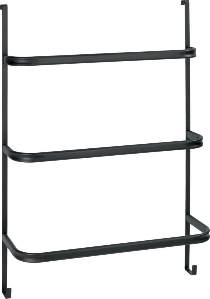 Porte-serviettes mural 3 barres en acier noir pour salle de bain chic
