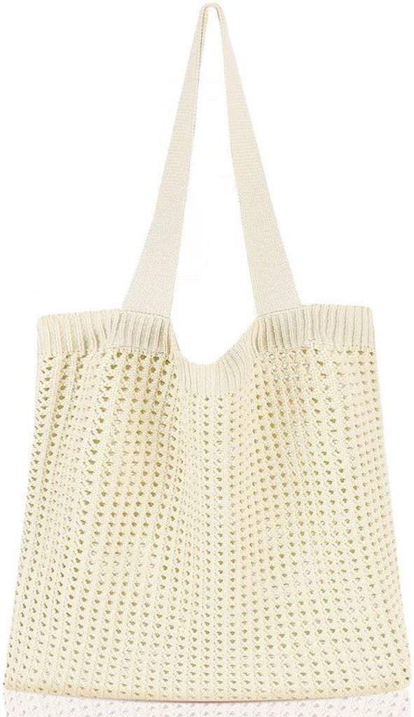 Handgebreide Strandtas für Damen, schmucke schmale Schultertasche