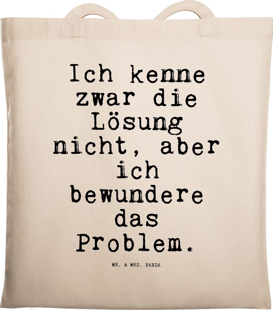 Mr. & Mrs. Panda Tote Bag Ich kenne zwar die... - Transparent - Geschenk, Freund, Laptoptasche, Einkaufstasche, Uni Tasche, Männer, Problem, Shopp...