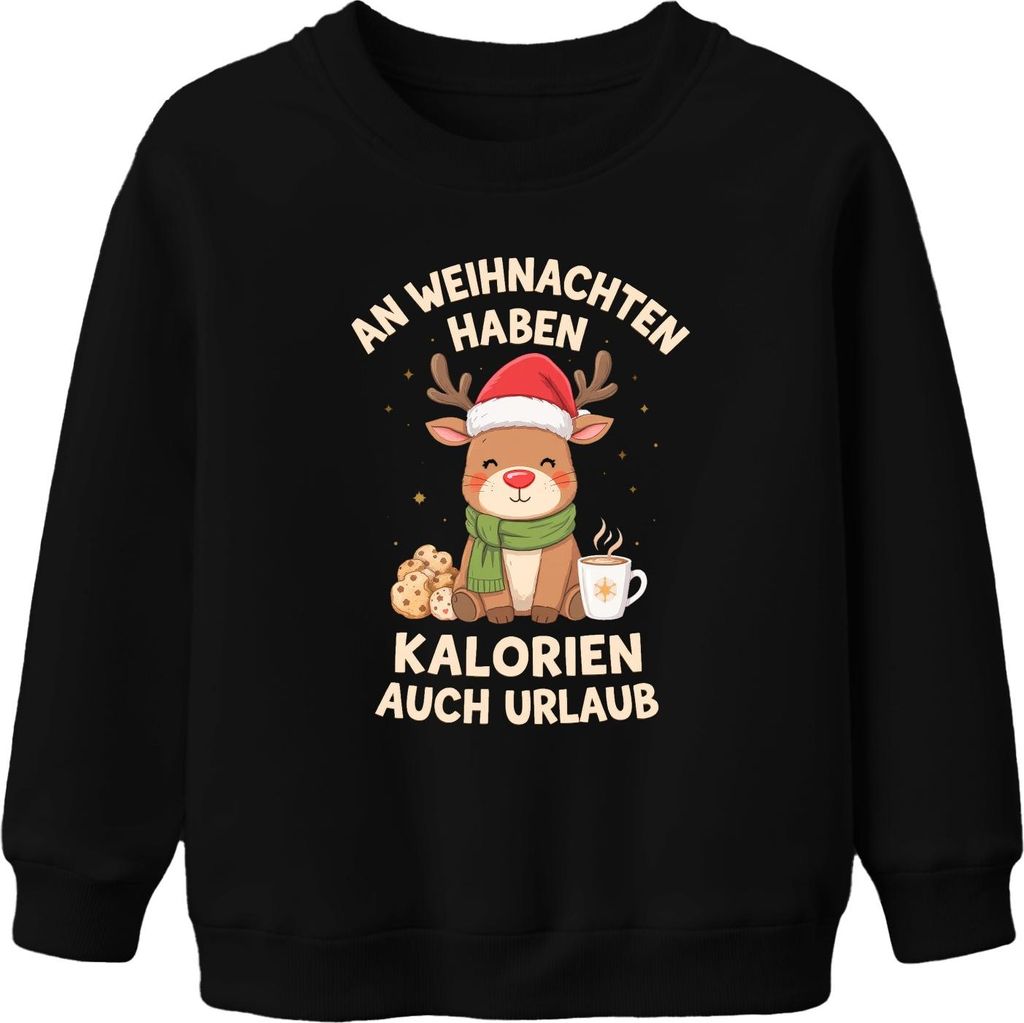 An Weihnachten haben Kalorien Urlaub Rentier Geschenk lustig Uni Kinder Sweatshirt Pullover, Schwarz, 116