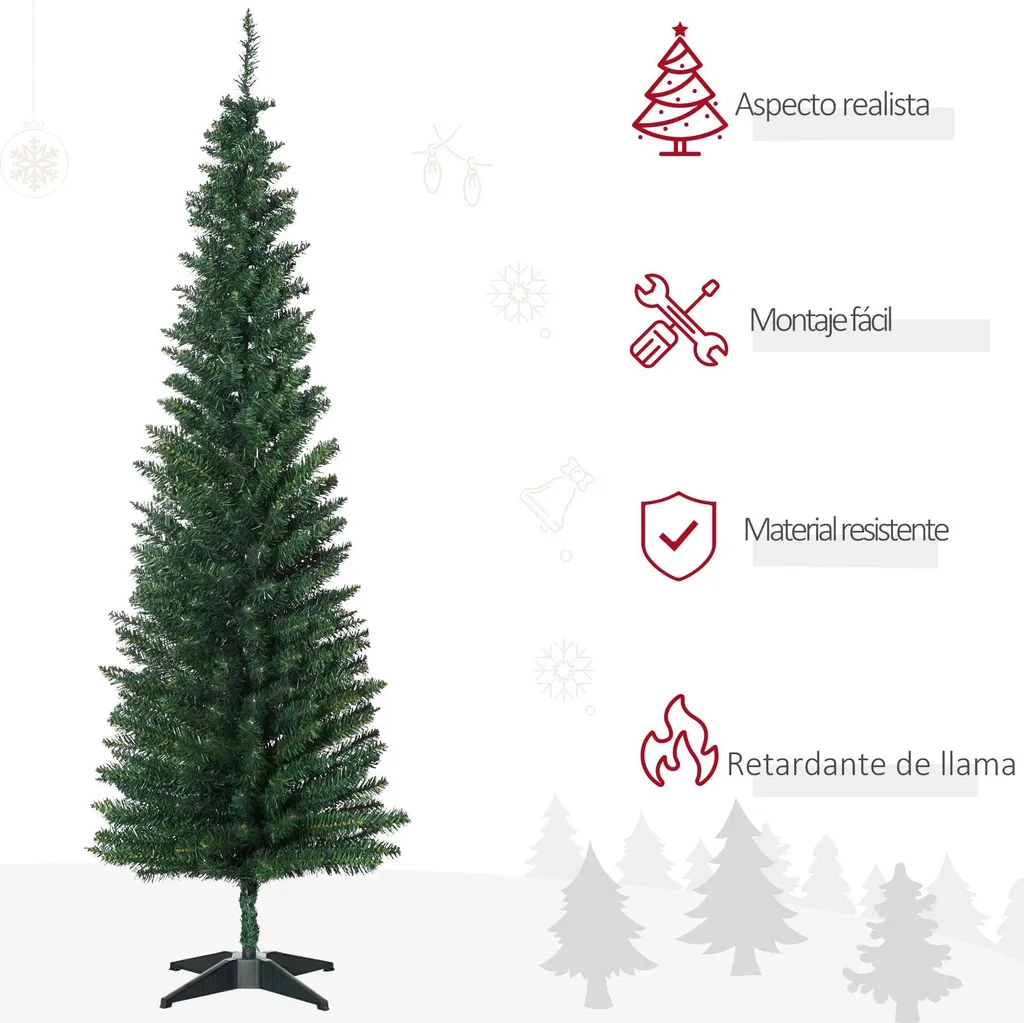 Sapin de Noël 180cm Difficilement Inflammable - 390 Pointes Souples - 4