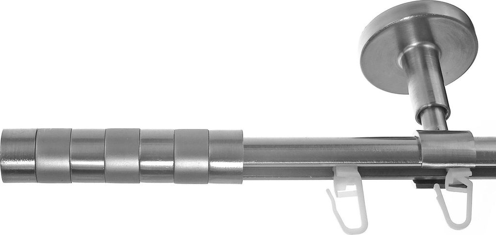 BASIT Innenlauf Gardinenstange Edelstahl Look 16mm Deckenträger 1-läufig modern Zylinder D70 E12