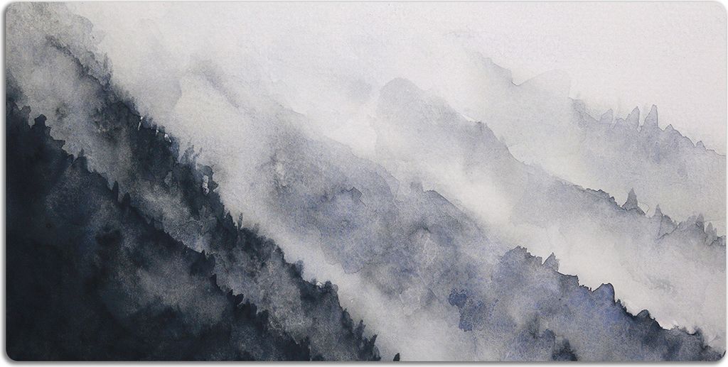 Schreibtischmatte Tischunterlage 100x50 cm Mauspad - Berge im Nebel