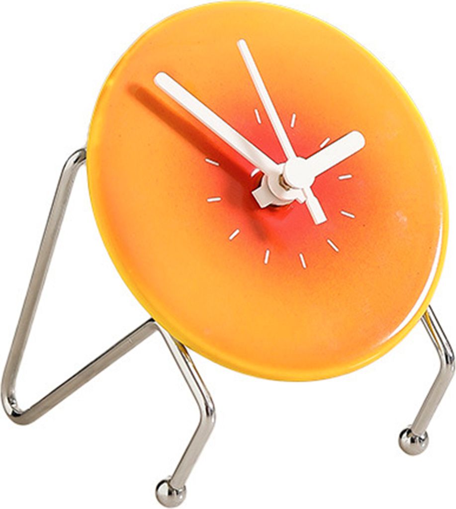 Keramik-Tischuhr mit Sonnenuntergangsmotiv und Ständer, tickt nicht, geräuschlos, für Zuhause, Büro, Wohnzimmer, Cartoon-Analoguhr, Dekoration,...