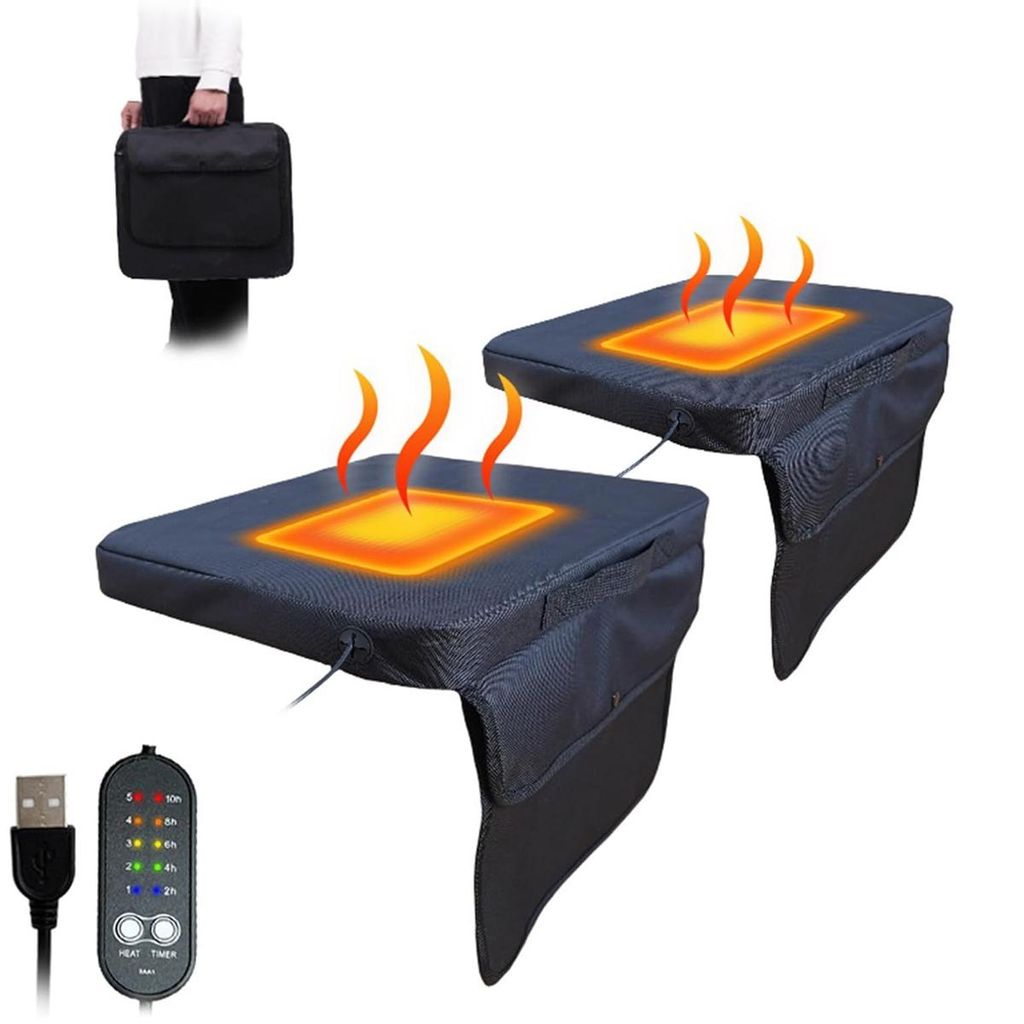 2 Stück tragbares beheizbares Sitzkissen,Stuhlkissen mit 3-stufiger Temperaturregelung für Sport, Camping, Angeln, Zuhause und Outdoor, ohne Powe...