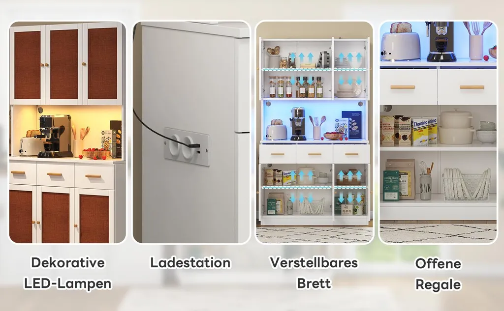 Armoire de cuisine Fortuna Lai 182 cm blanche avec LED et prise intégrée - 8