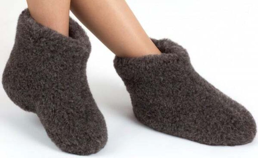 Woolwarmer Hausschuhe Wolle Schwarz Größe 43