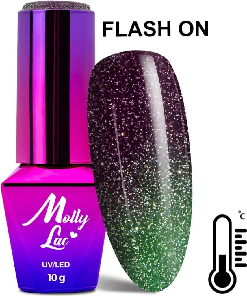 Vernis Semi-Permanent Thermique MollyLac 693 Effet Pailleté Flash de 10 g