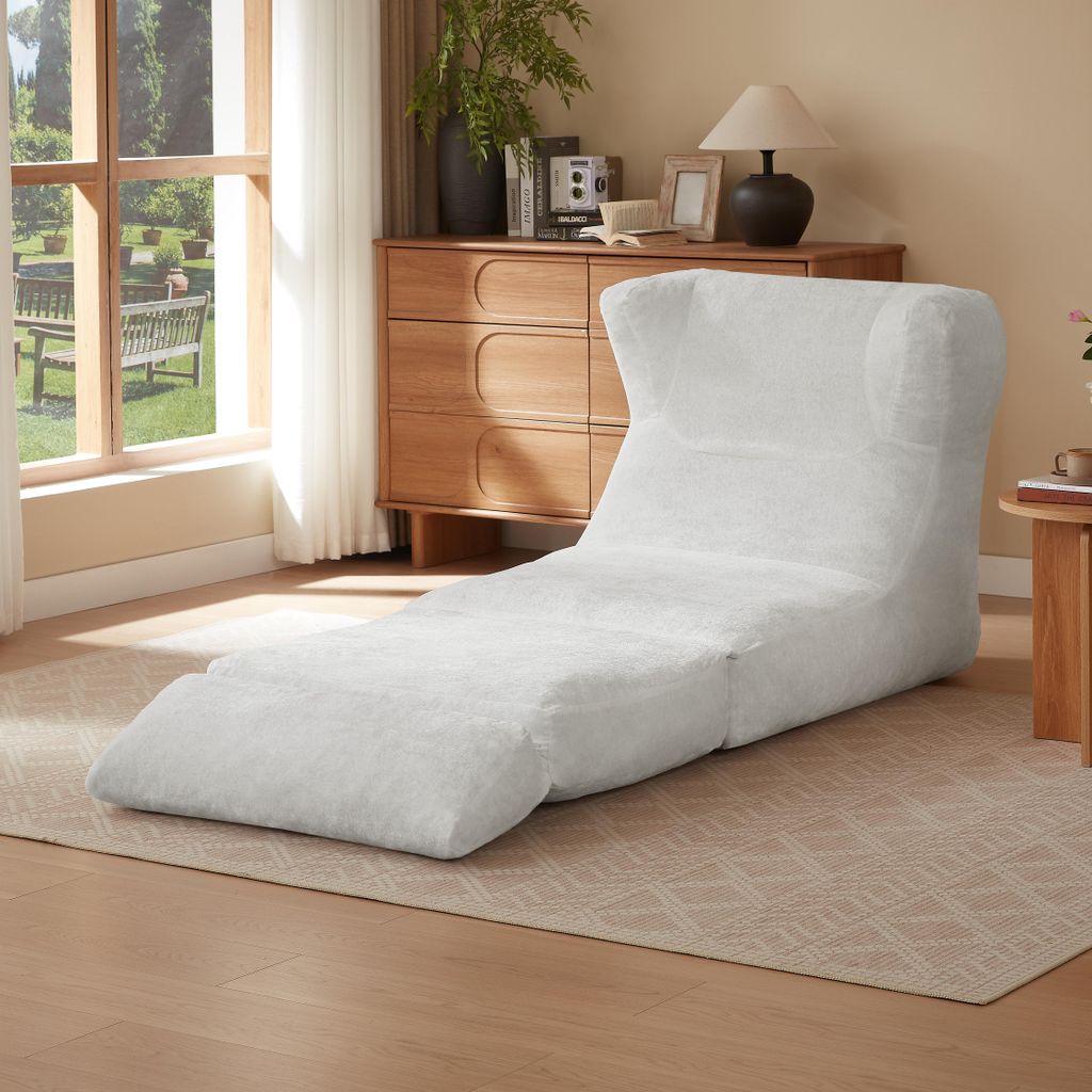 okwish Relaxsessel mit Rückenlehne, Einzelsessel ergonomisches Design, Loungesofa Chenille,Für Wohnzimmer in Weiß