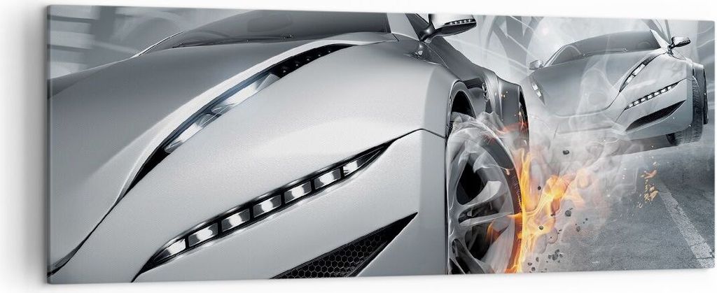 Bild auf Leinwand - Leinwandbild - Sportwagen Sport Rennen Geschwindigkeit - 140x50cm - Wand Bild - Wanddeko - Leinwanddruck - Bilder - Kunstdruck ...