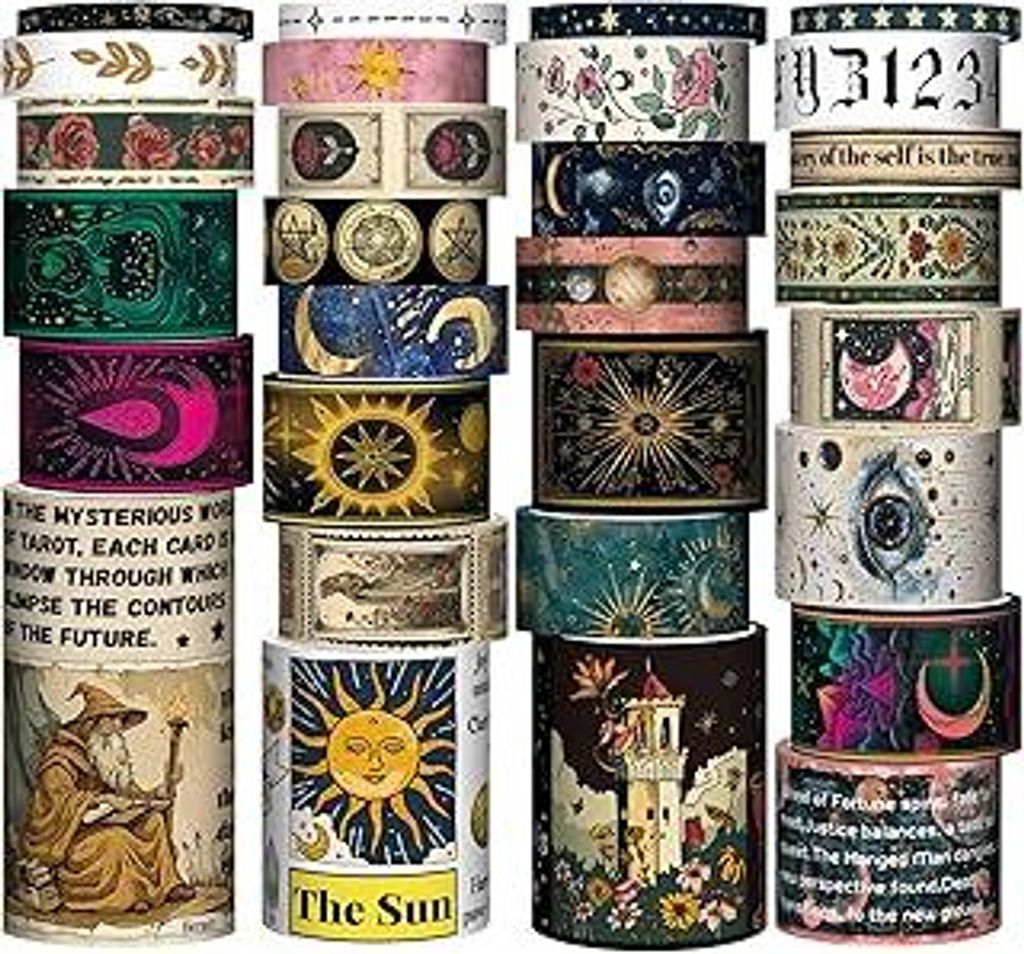 Forwaarss 29 Rollen Washi Tape Set, Tarotkarten Dekoband, Tierkreiszeichen, Planeten, Numerologie, farbiges Klebeband für Scrapbooking Tape, Junk ...