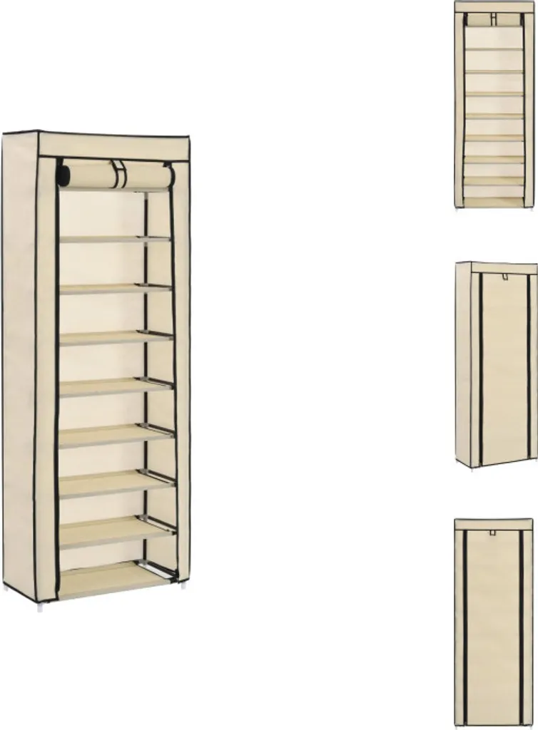 Armoire à chaussures avec couvercle anti-poussière tissu crème 162 cm