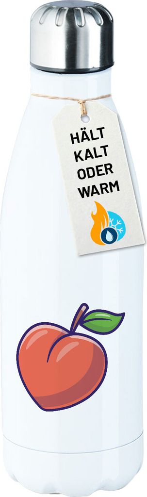 Huuraa Trinkflasche Pfirsich Comic 500ml White Edelstahl Wasserflasche Trinkflasche Geschenkidee