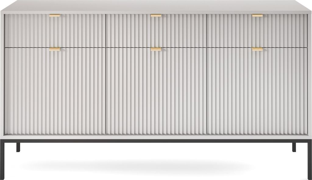 Große Graue Kommode Mit Schwarzem Gestell - 154X39X83 Cm