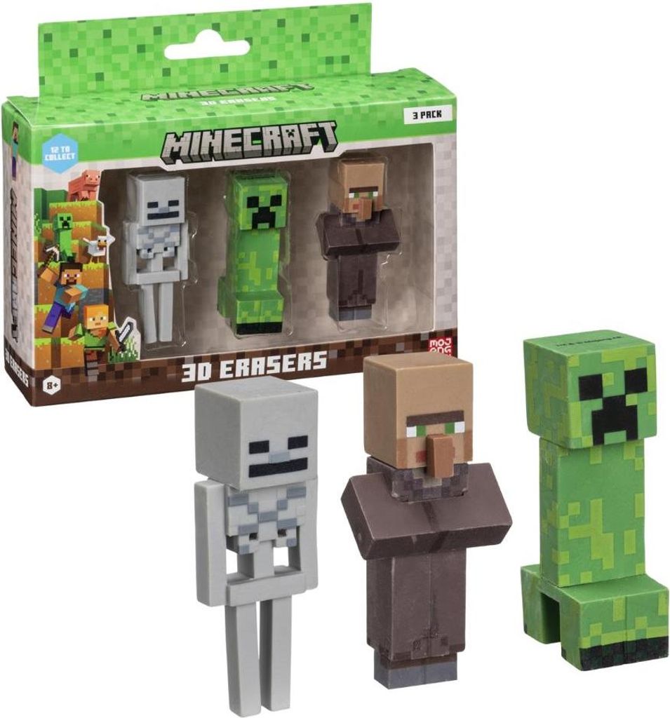 P.M.I Kids World MINECRAFT 3D ERASERS - 3 PACK VER.D