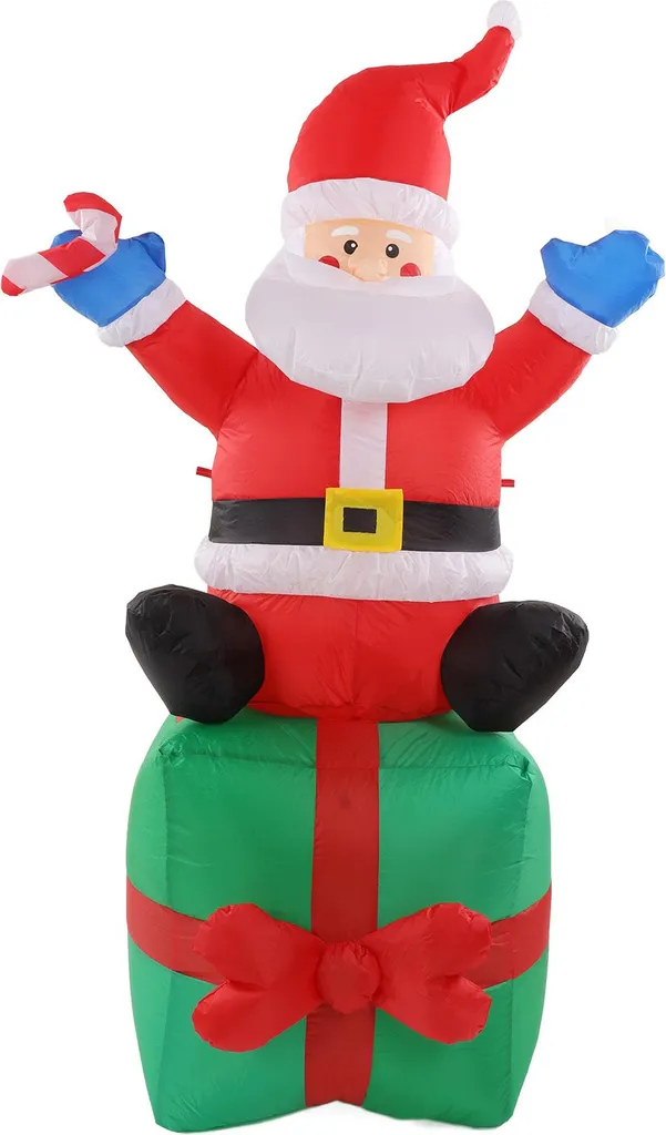 Père Noël gonflable 180cm extérieur avec LED et boîte cadeau - 240V