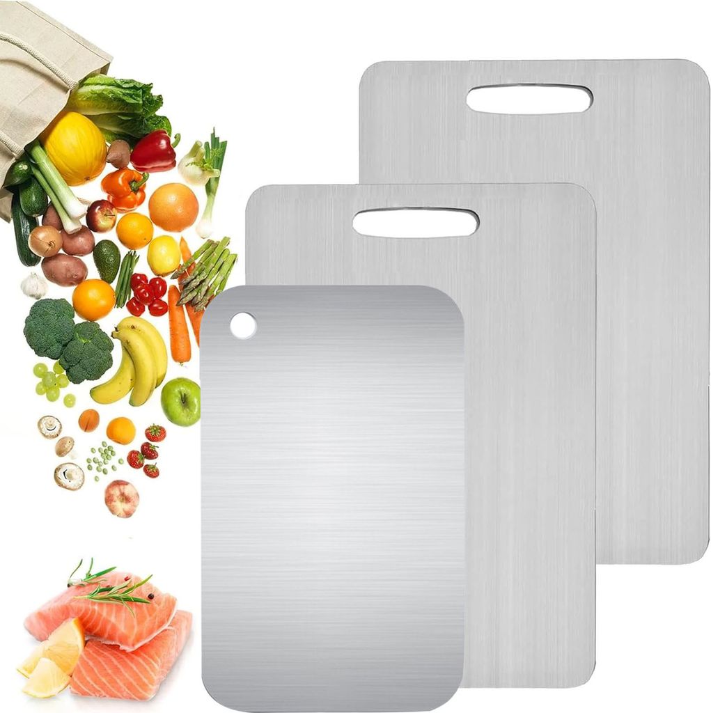 3-teiliges Titan Schneidebrett Set - BPA-frei, Messerschonend, Antibakteriell