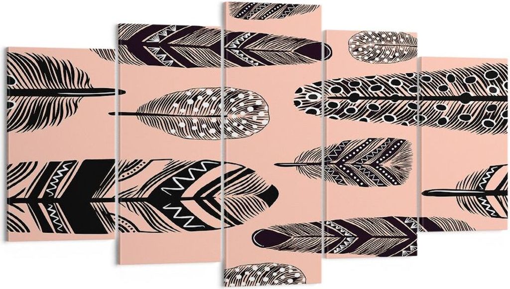 Bild auf Leinwand - Leinwandbild - Grafik Feder - 160x85cm - Wand Bild - Wanddeko - Wandbilder - Leinwanddruck - Bilder - Kunstdruck - Wanddekorati...