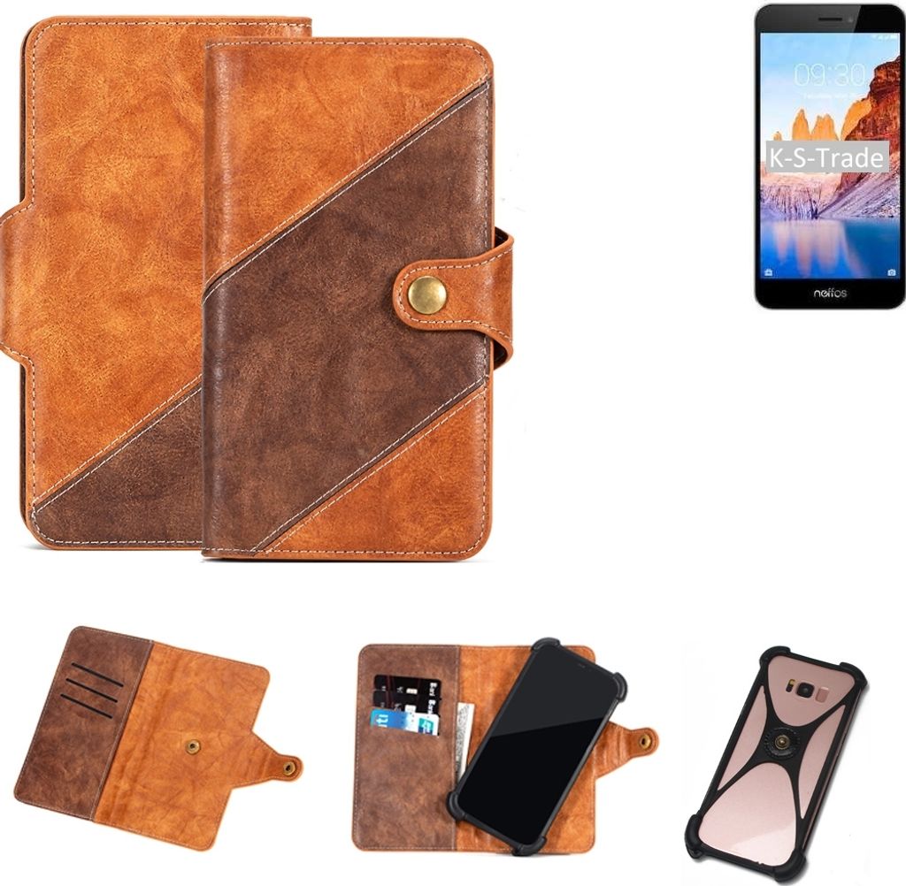 K-S-Trade Handy-Hülle Schutz-Hülle Bookstyle Case Wallet-Case kompatibel mit TP-LINK Neffos C7A Handy Cover Bumper Kantenschutz Smartphone