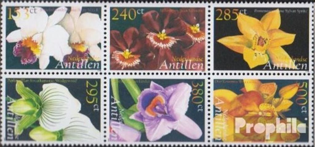 Briefmarken Niederländische Antillen 2006 Mi 1440-1445 Sechserblock (kompl.Ausg.) postfrisch Orchideen