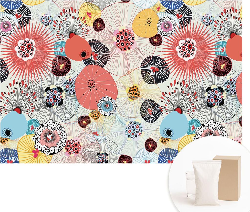 Fototapete - Wandbilder für Wohnzimmer - 104x70 cm - Dekorative Wandfolie - Modernes Design für Wanddekoration - Tapeten für Innenräume - Bunte...