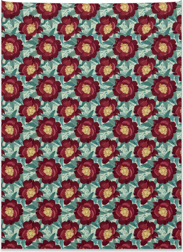 Abakuhaus Blumen Wandteppich, Blühende Mohnblumen aus Weiches Mikrofaser Stoff Kein Verblassen Klare Farben Waschbar, 110 x 150 cm, Gelb Teal Rubin