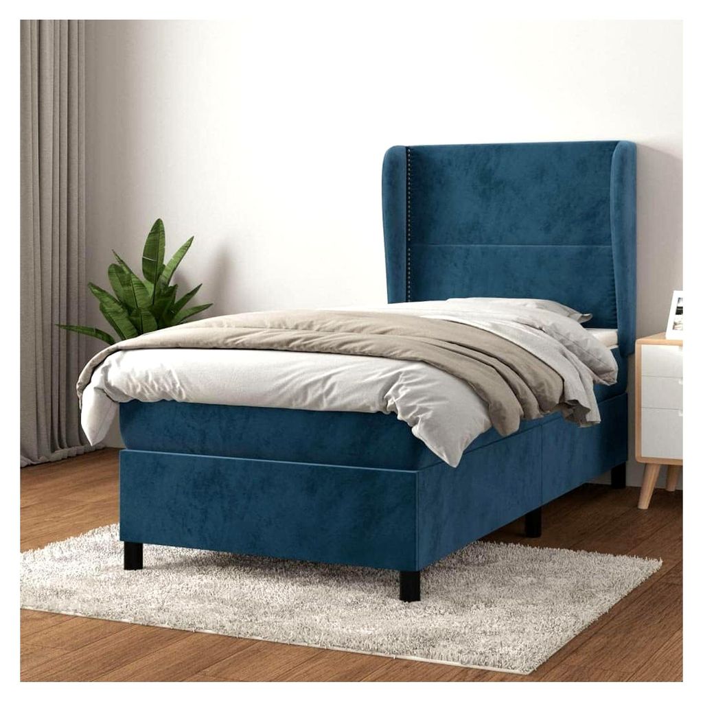 Lattenrost mit Matratze, Dunkelblau, 100 x 200 cm, Plattformbett mit Lattenhalter, einfache Montage für das Schlafzimmer, für Erwachsene